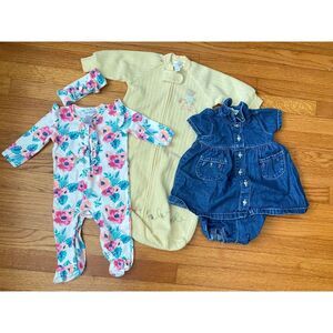 Carter's Baby Girl 6-9 Month Lot Outfits Matching Headband Sleep Sack Vintage